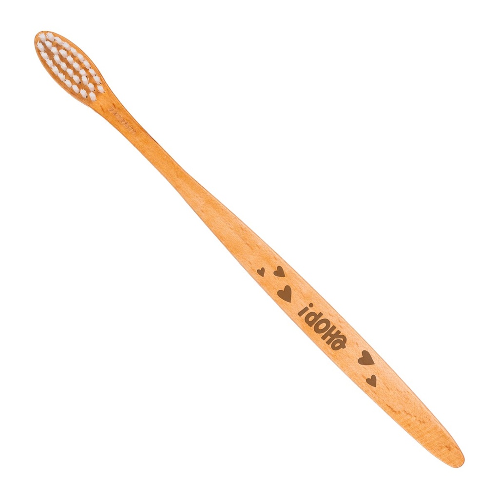 Brosse à dents - ehop - bois - adulte - souple - étui - 12/PCB - Code EAN unitaire : 3760365007546